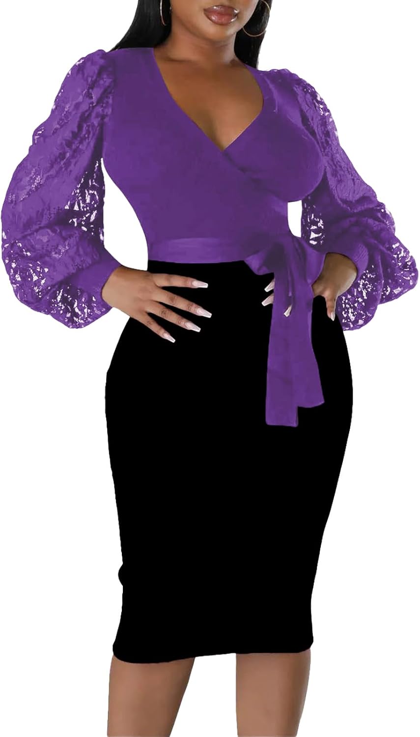 BOGURST Semi Formal Church Dresses for Women with Bishop Sleeves