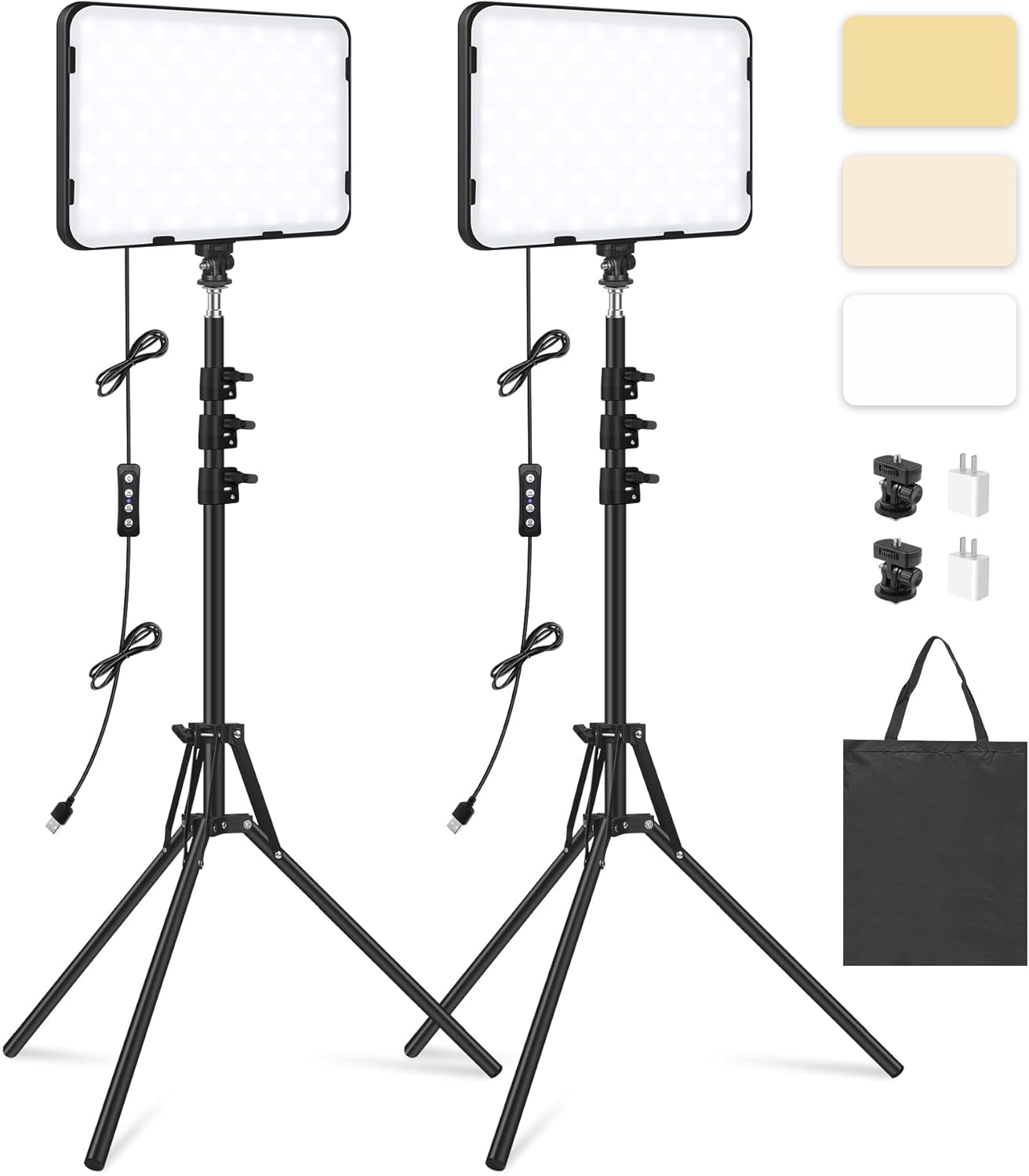 2 Pack LED Video Light with Tripod for Photography and Streaming