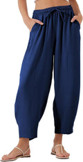 EVALESS Women's High Waisted Baggy Pants Casual Ankle Length