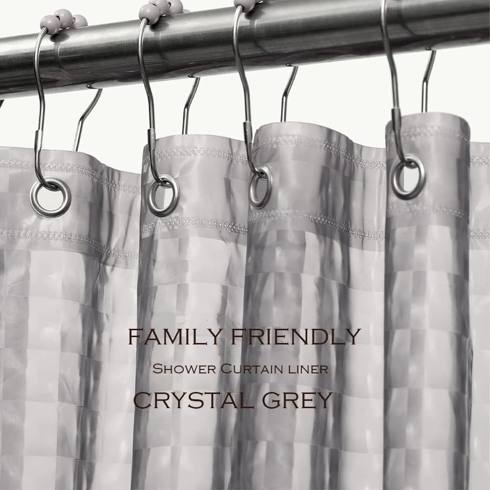 Lightweight 3D Crystal Grey Shower Curtain Liner By Eazzier Bath
