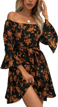 Womens Off Shoulder Ruffle Floral Summer Wedding Guest Dress JECEIKA