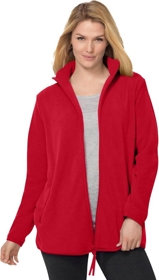 Plus Size Zip-Front Microfleece Jacket for Cozy Comfort