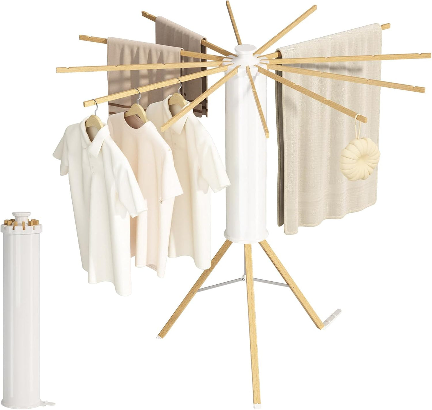 Portable Wooden Drying Rack - 12 Rods