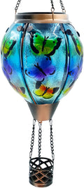 Glass Solar Hot Air Balloon Lantern with Flame - Garden Flicker Light