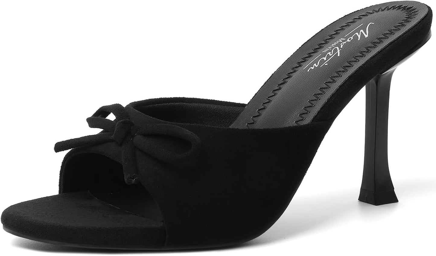 Mostrin Kitten Heels for Women: Stylish Black Suede Mules