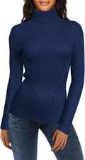 Turtleneck Ribbed Sweater for Women - Slim Viscose Knit Fitted