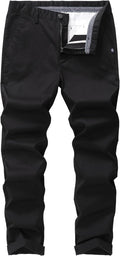 Men's Slim-Fit Stretch Cotton Tapered Chino Pants - Comfortable Fit