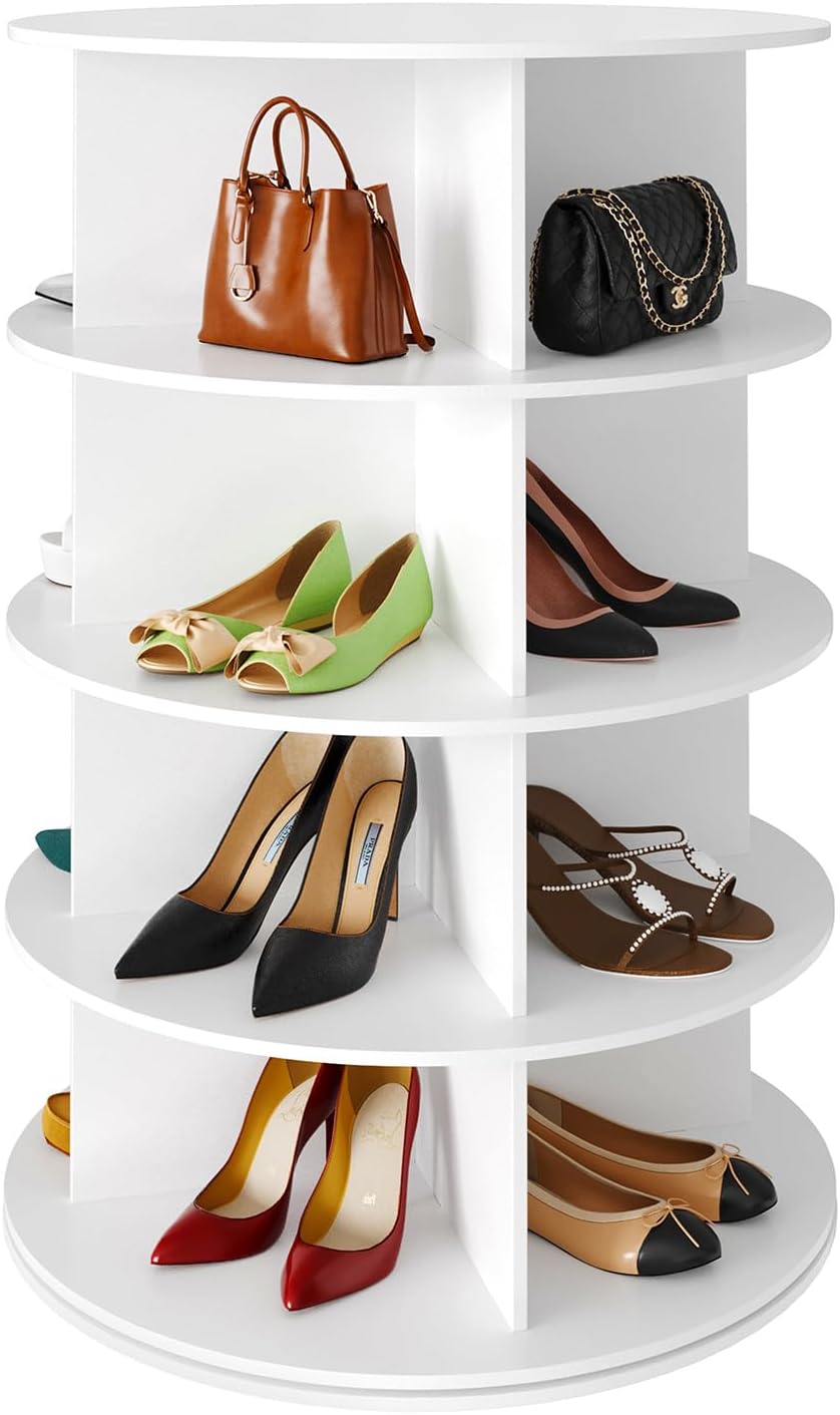 SpaceAid 4 Tier Rotating Shoe Rack Tower for Closet Organization