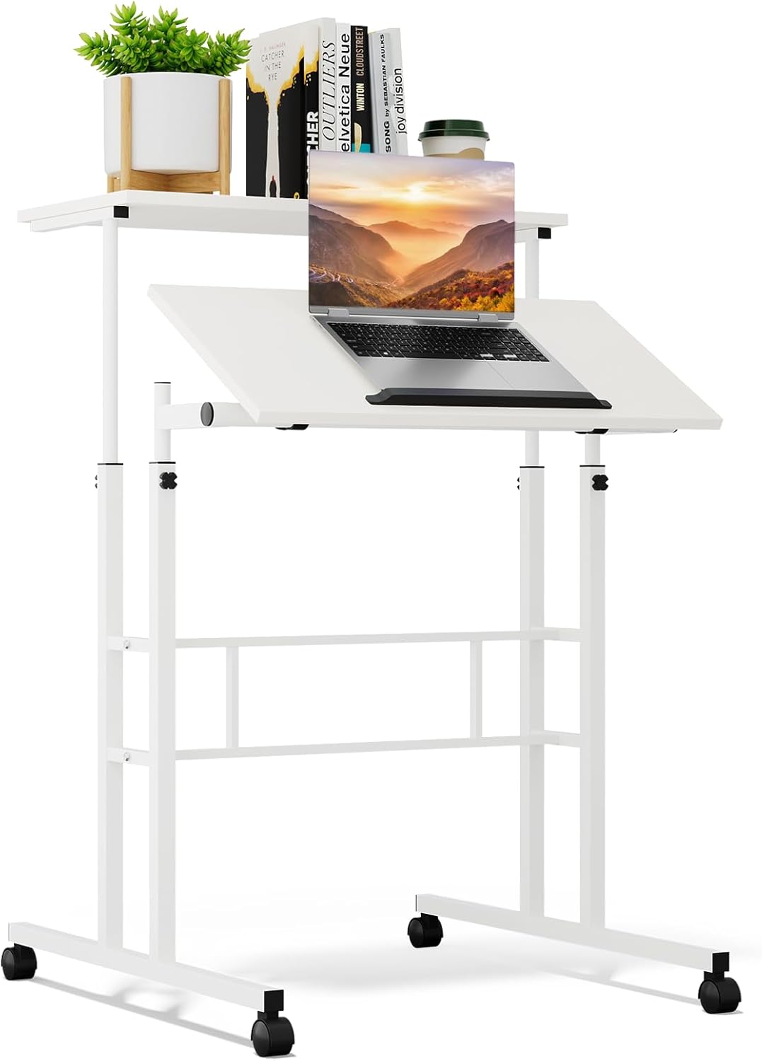 Athena Height Adjustable Rolling Desk - Work Anywhere!