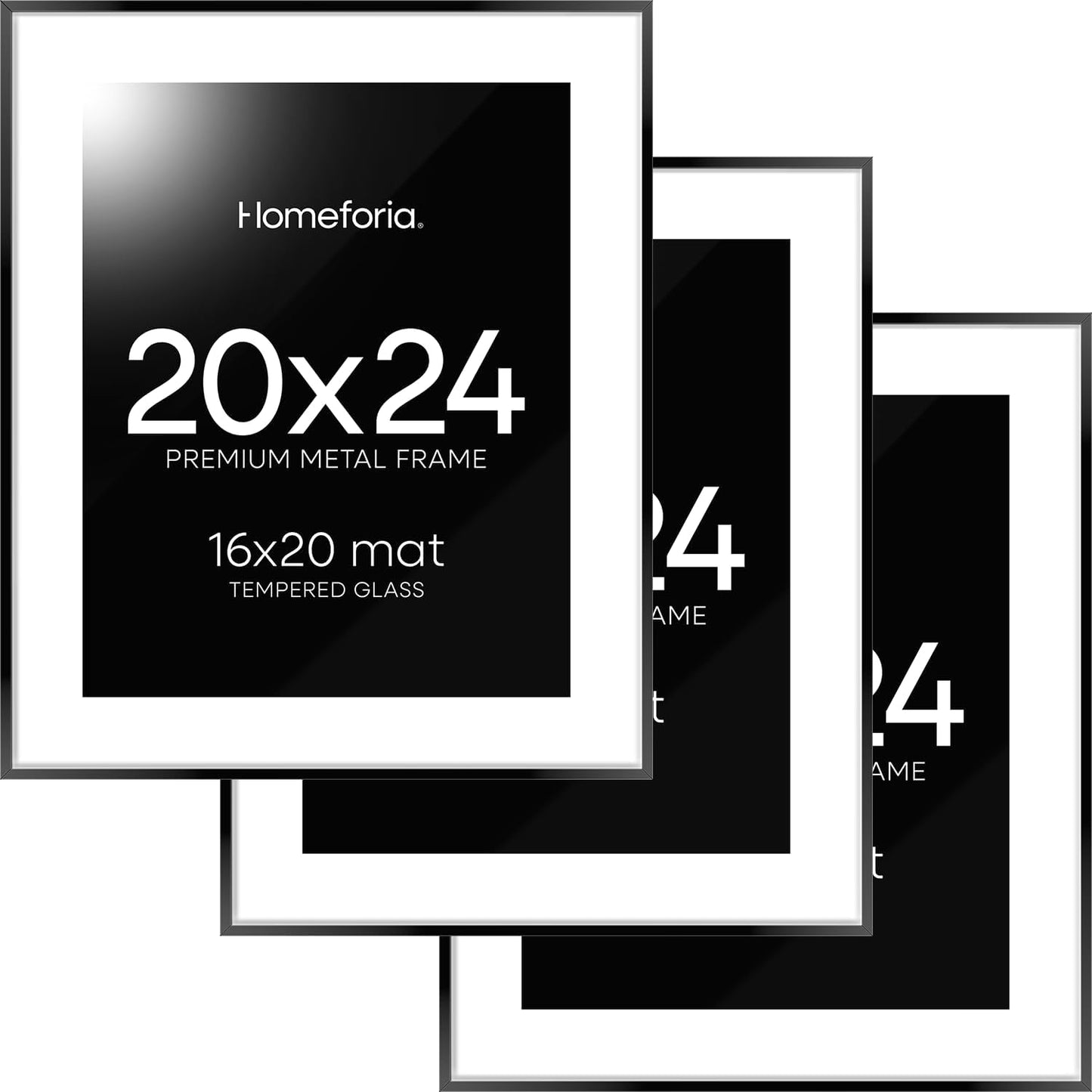 20x24 Picture Frame Black - High End Metal Frame Set of 3