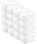 Sterilite 16 Pack 90 Quart Stackable Storage Box - Clear, Secure Lids