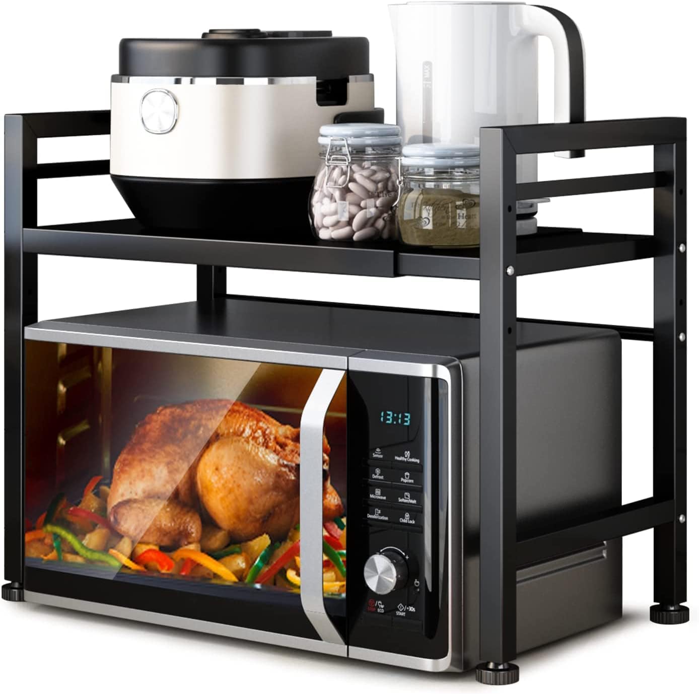 Expandable Microwave Stand with Storage