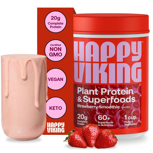 Happy Viking Strawberry Protein Powder with Superfoods for Energy