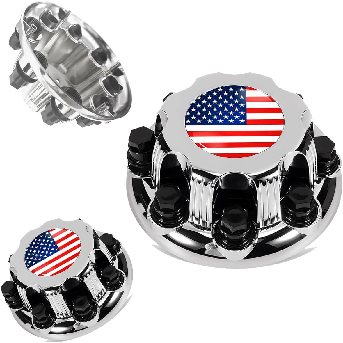 8 Lugs American Flag Wheel Center Caps for Silverado and Sierra