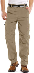 Mens Waterproof Fleece Lined Hiking Pants - Insulated Softshell