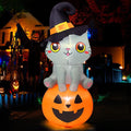 Halloween Inflatable Cat with Pumpkin 6 FT - Cute LED Yard Decor