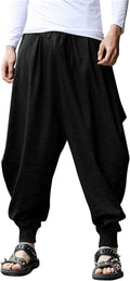 Men Harem Pants Linen Cotton Baggy Yoga Pants - Lightweight Comfort