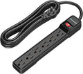 6-Outlet Power Strip Surge Protector 15FT Long Cord - Low Profile Flat