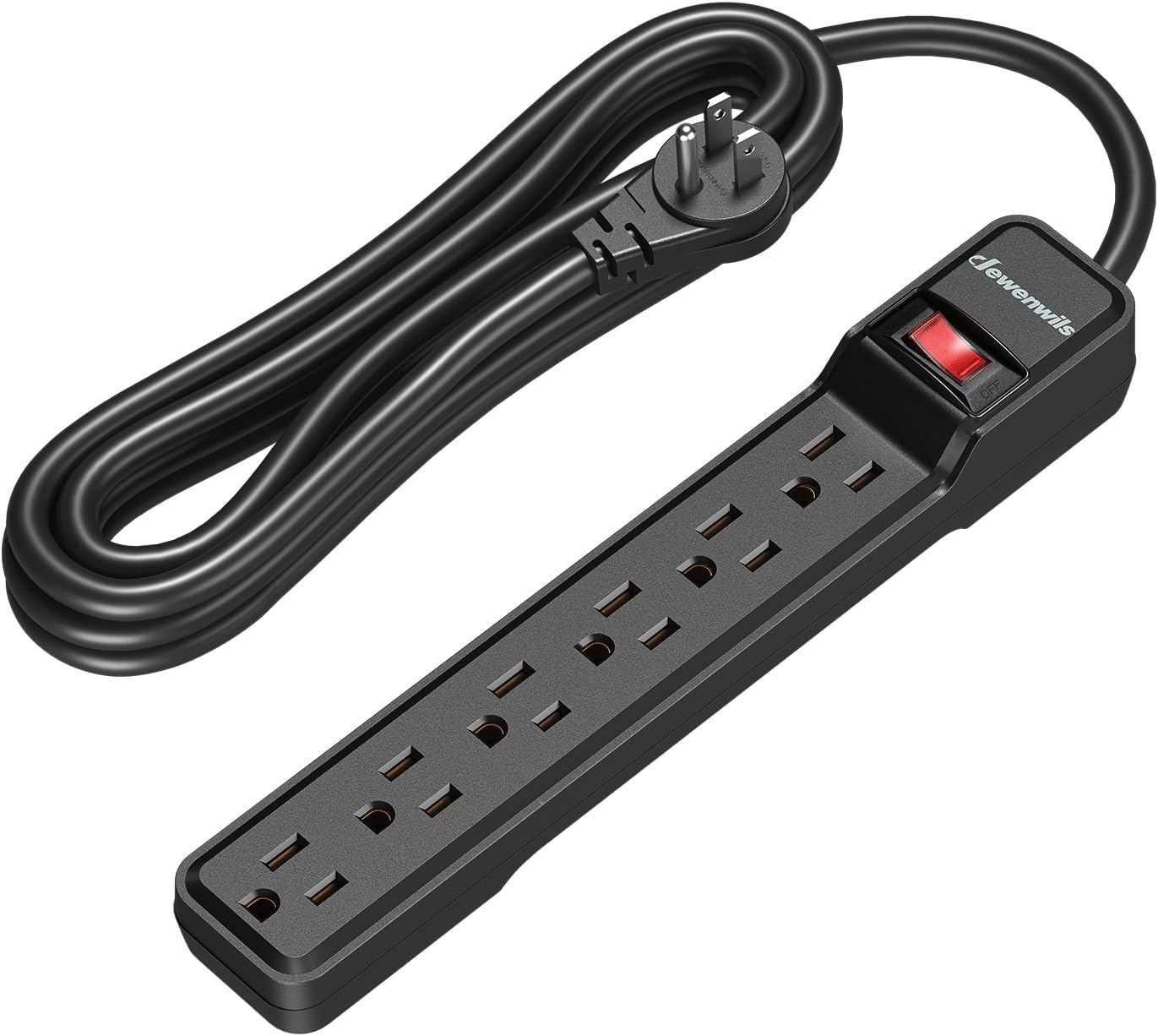 DEWENWILS 6-Outlet Surge Protector, 15FT Cord, Low Profile