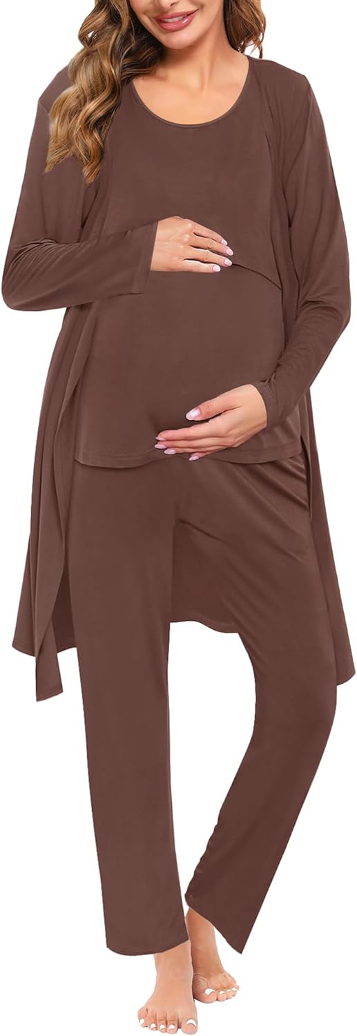 SWOMOG Maternity Nursing Robe Set for Comfortable Breastfeeding