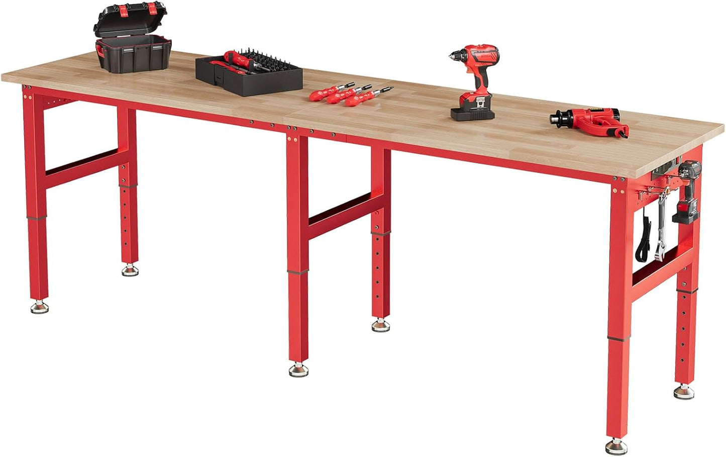 SPECRAFT 96in Red Adjustable Heavy Duty Workbench with Power