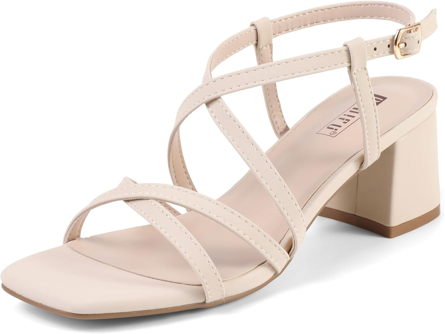 IDIFU IN2 Chunky Block Square Toe Heels for Women Weddings