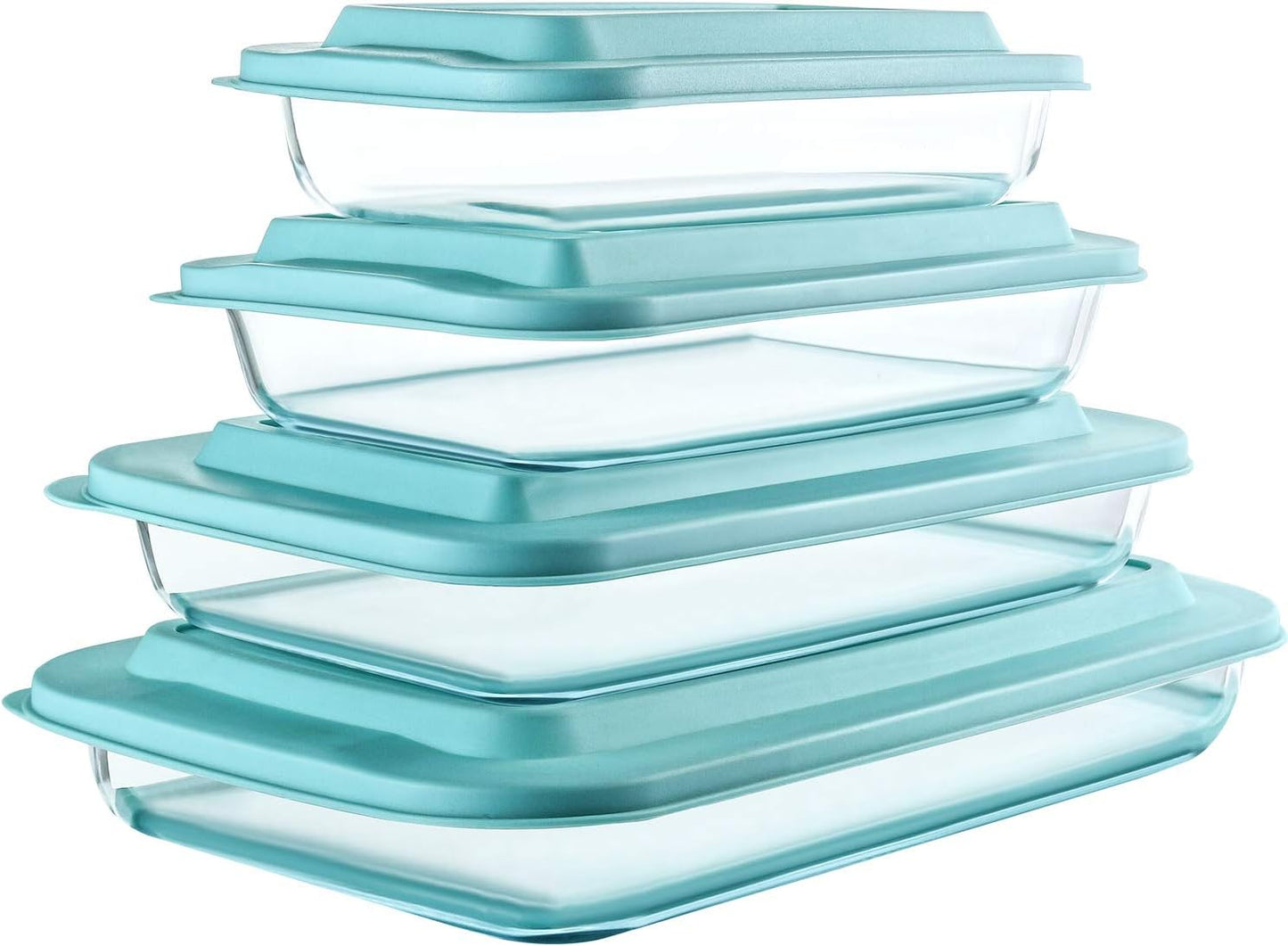 8-Piece Deep Glass Baking Dish Set with Lids for Versatile Cooking