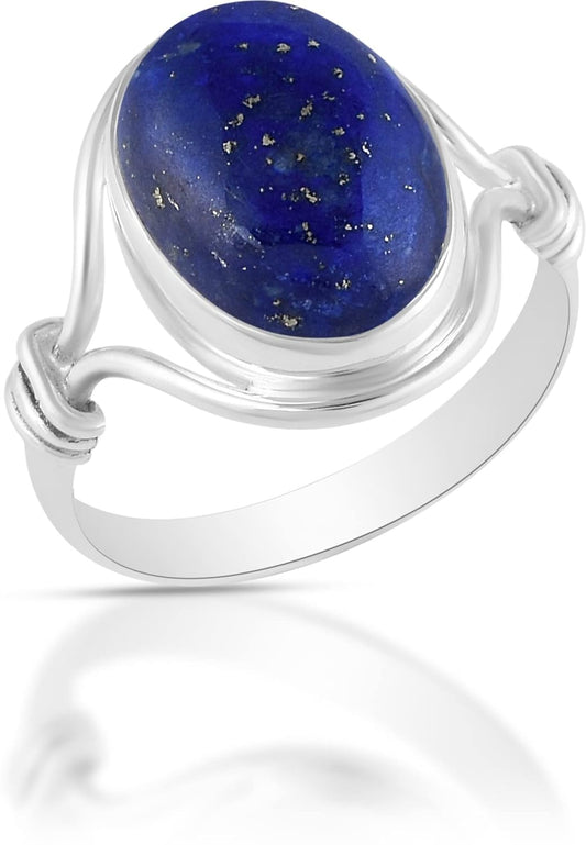 Fine Sterling Silver Ring by Handmade with Lapis Lazuli Gemstone