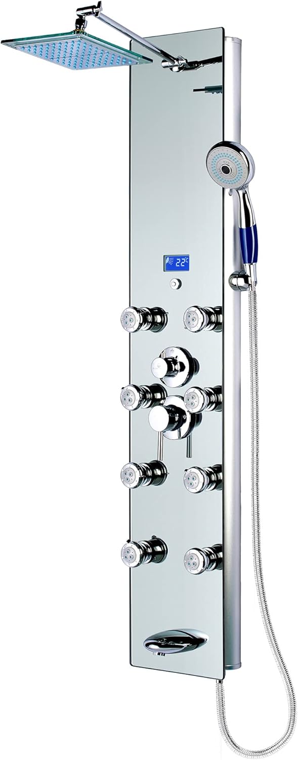 Blue Ocean 52 Aluminum Shower Panel with Rainfall Head & Jets