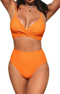 CUPSHE Women's High Waisted V Neck Twist Bikini Set - Adjustable