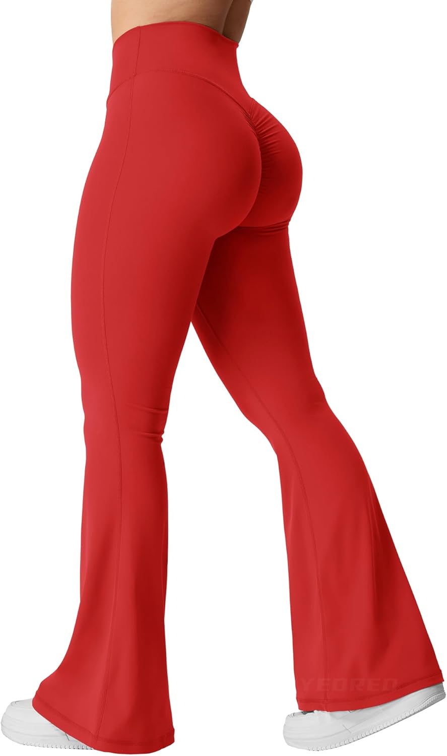 Kalie Flare Scrunch Leggings for Women - V Cross Waist Design