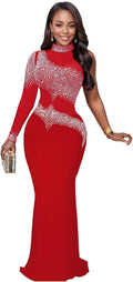 Nagfar Women Rhinestone One-Shoulder Sequin Party Dress - Sparkling