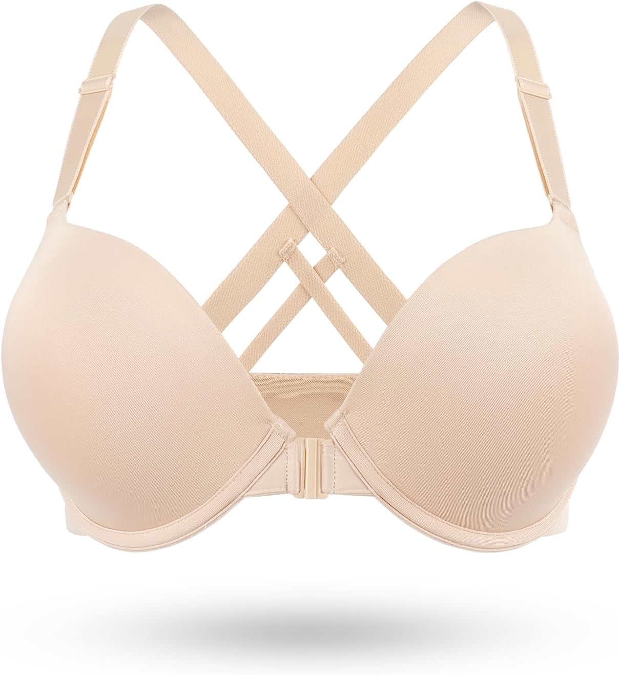 Women's Push Up Racerback Bra with Front Closure and Underwire