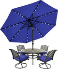 MASTERCANOPY Patio Umbrella with 32 Solar LED Lights - 9ft Blue