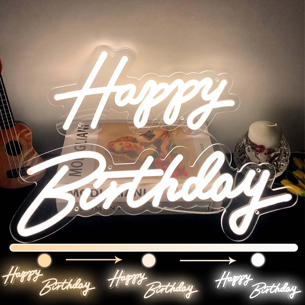 Happy Birthday Neon Sign - Dimmable LED Light Up Decor