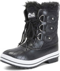 Womens Quilted Short Snow Boots - Warm Waterproof Lace Up