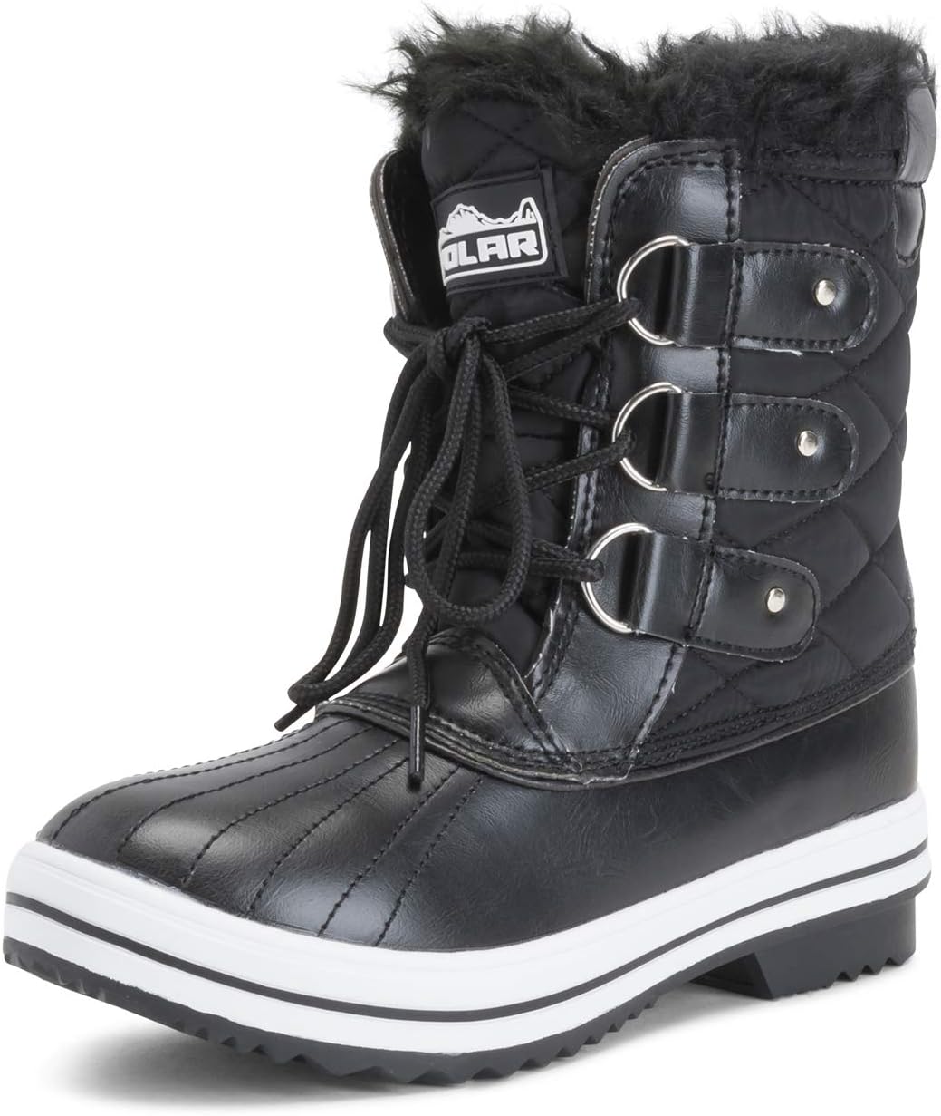 POLAR Womens Snow Boot Quilted Short Winter Waterproof Boots