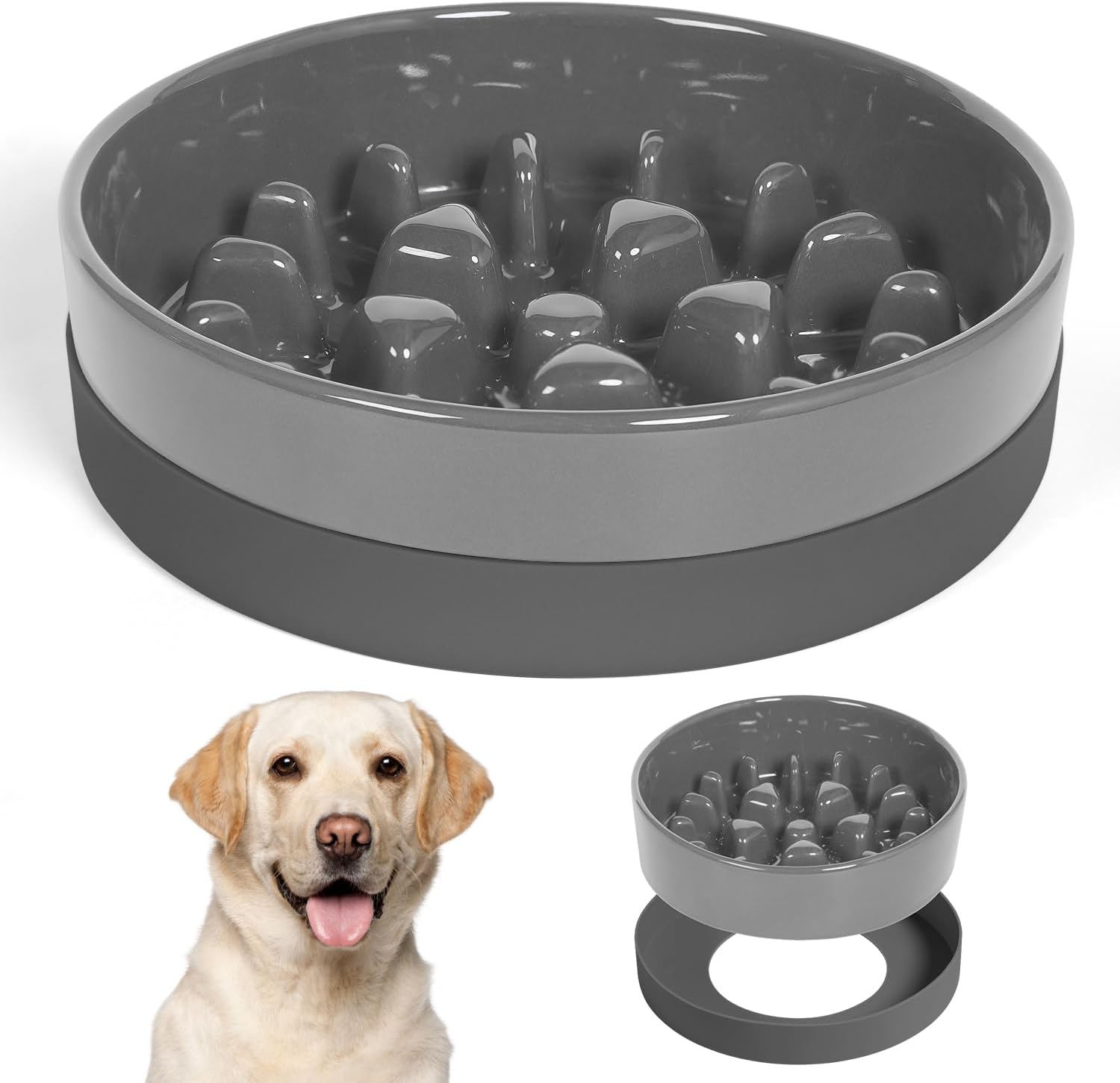 Sted Ceramic Slow Feeder Dog Bowl for Healthy Eating Habits