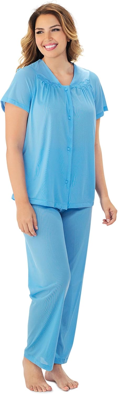 Silky Nylon Tricot Women's Pajama Set for Comfortable Sleep