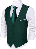 Mens V-Neck Slim Fit Suit Vest for Men - 2 Pockets, Black Back