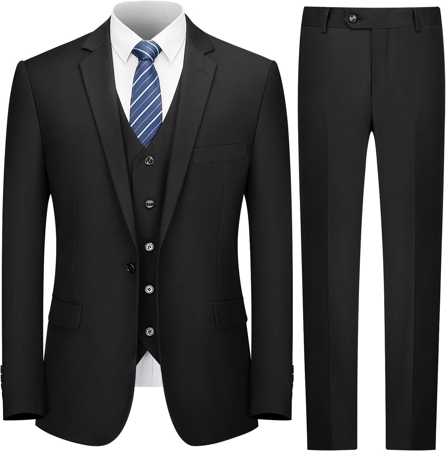 Cooper & Nelson Men's Slim Fit 3 Piece Suit Tuxedo Set