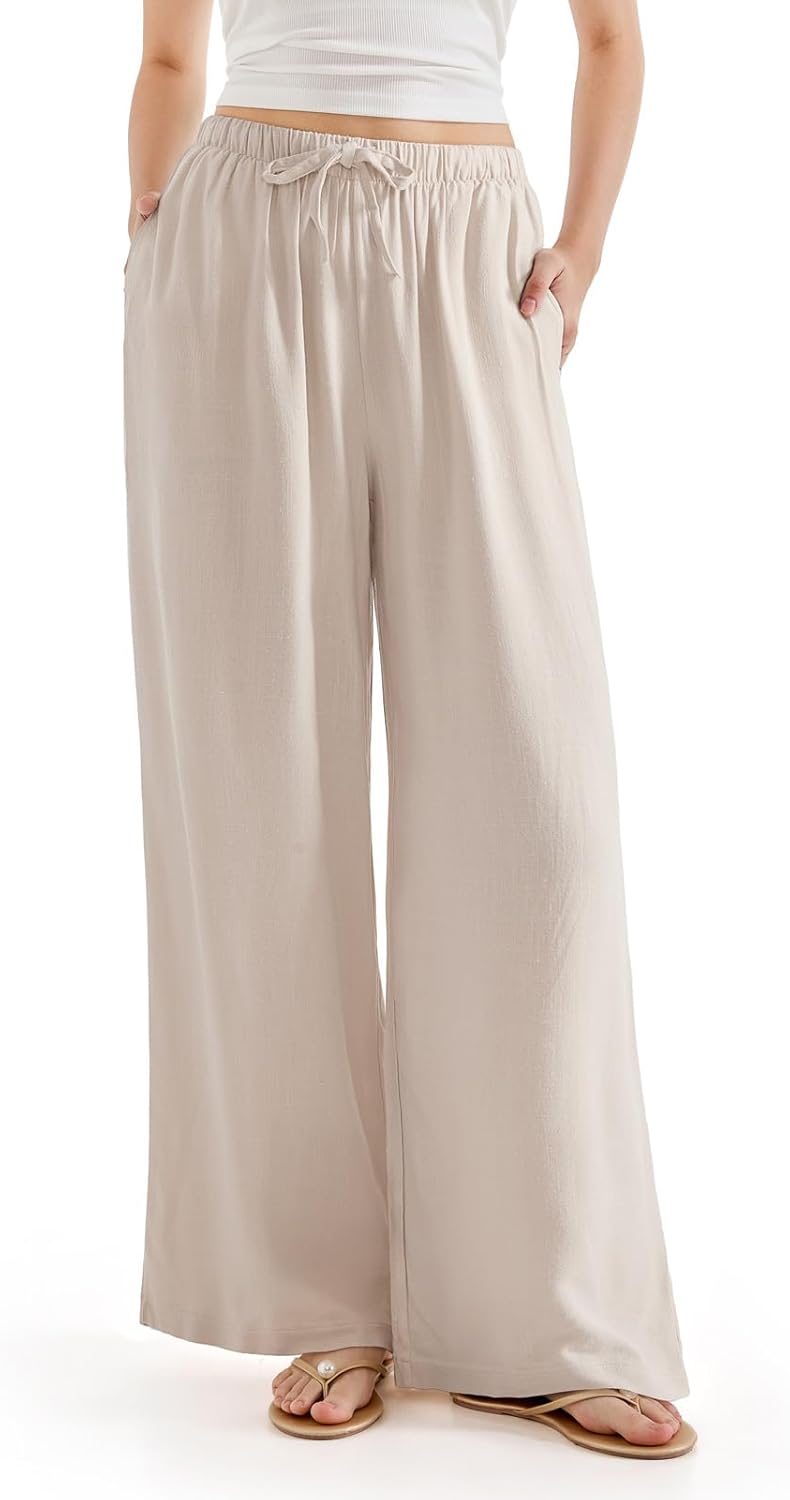 SUUKSESS Women Wide Leg Linen Pants for Ultimate Comfort