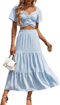 DRESSTELLS Women's 2 Piece Skirt Set - Flowy Floral Summer Outfit