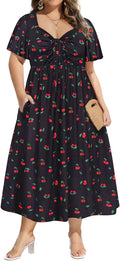Plus Size Summer Maxi Dress for Curvy Women with Sweetheart Neck