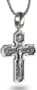 Eastern Orthodox Cross Necklace 925 Sterling Silver - Unisex Religious