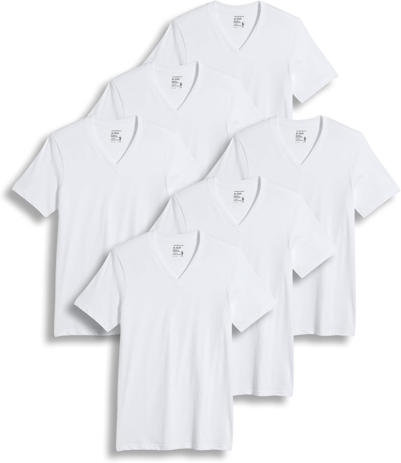 Jockey Men's Classic V-Neck Undershirt 6 Pack for Comfort