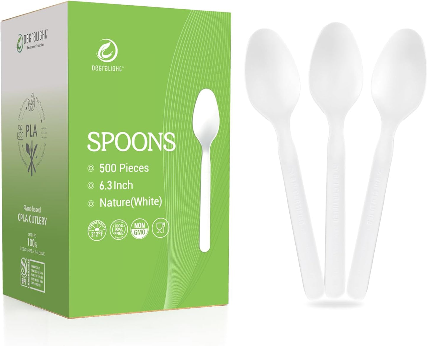 100% Compostable Spoons - Durable CPLA Utensils for Events