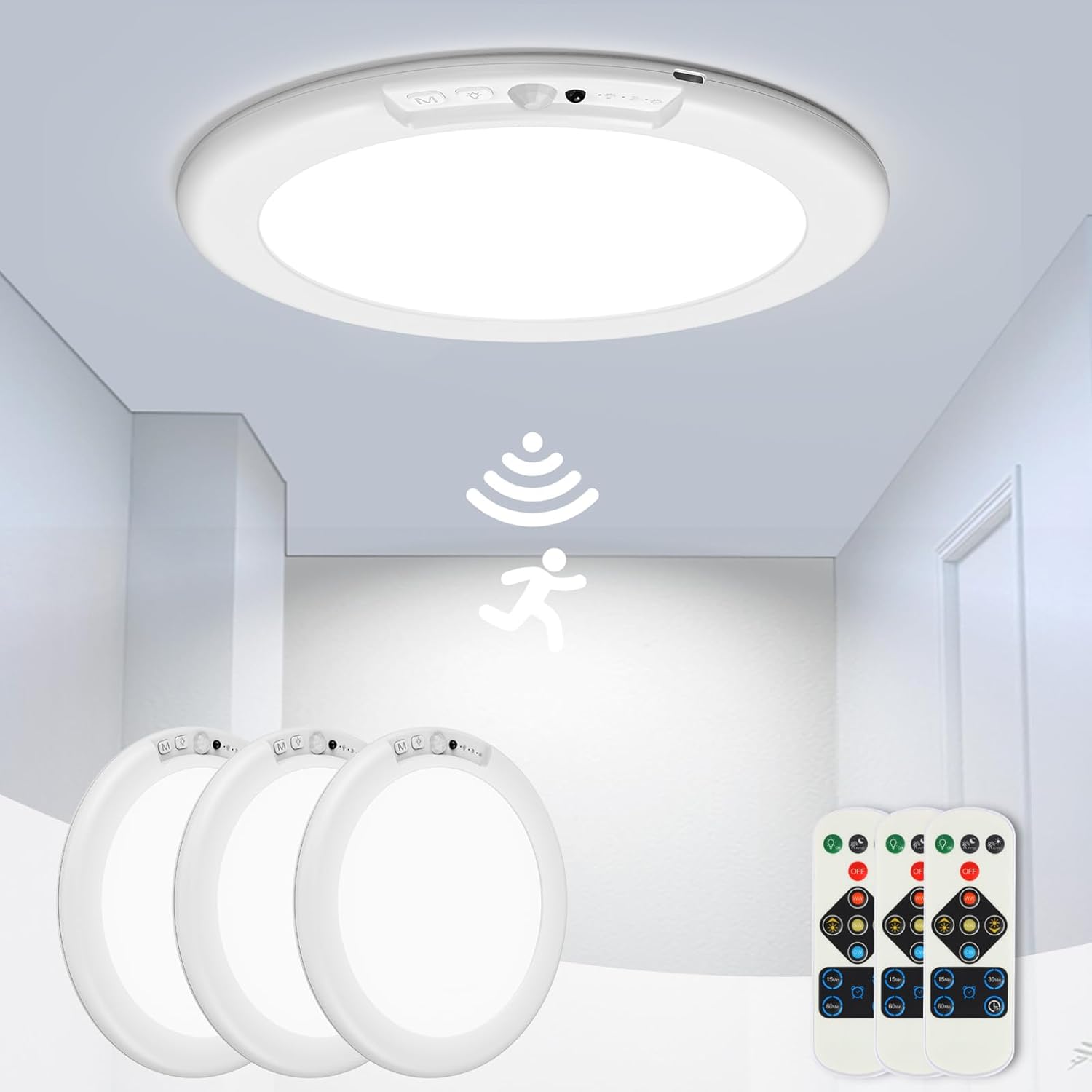Rechargeable Motion Sensor Ceiling Light for Any Space