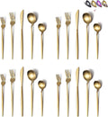 Matte Gold Silverware Set 40 Pieces - Elegant Titanium Plating