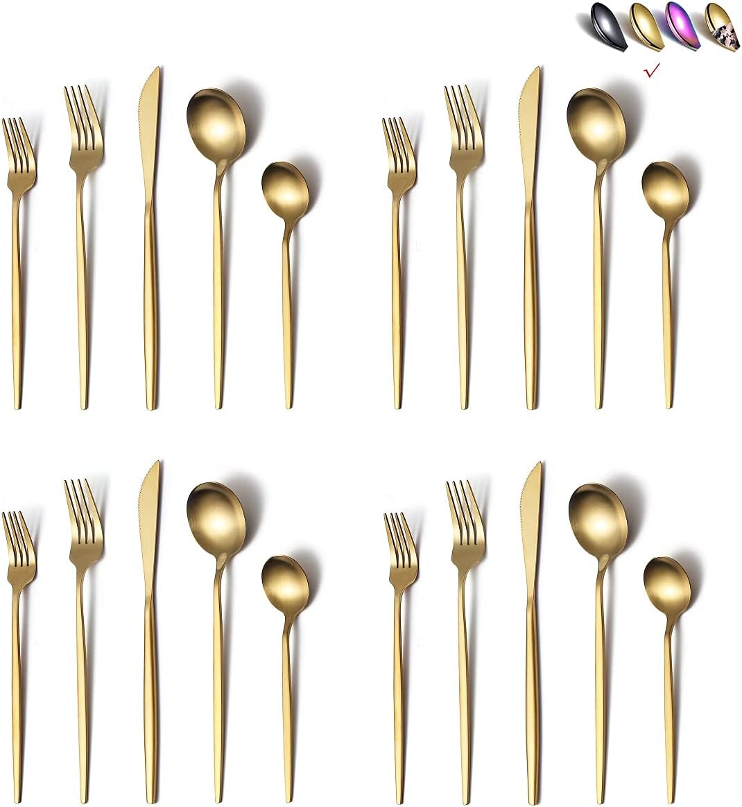 Matte Gold Silverware Set 40 Pieces for Elegant Dining Experience